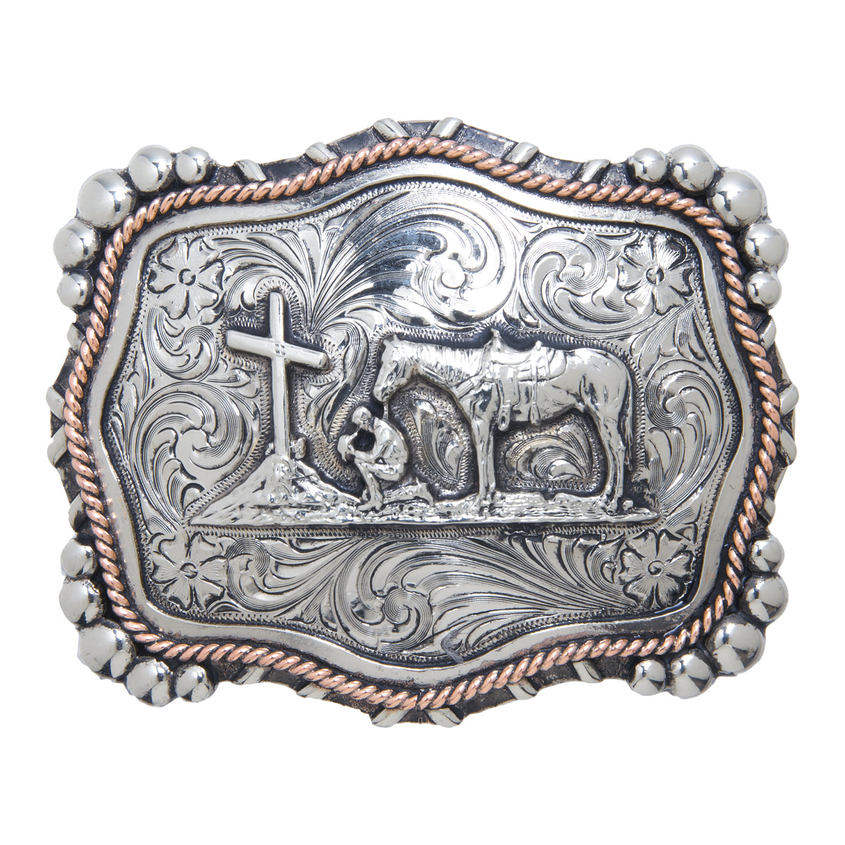 “Mission” Praying Cowboy Buckle