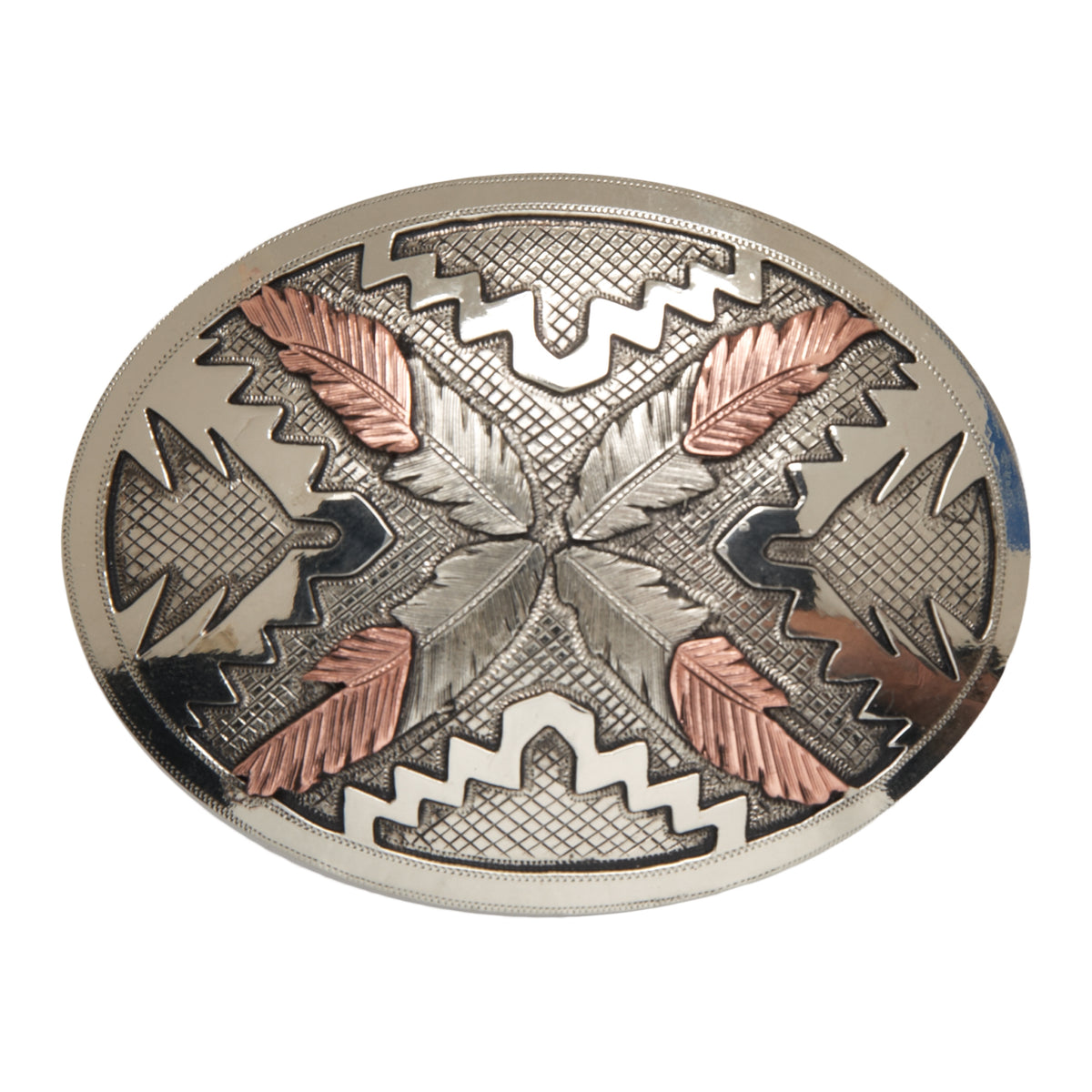 “Saguaro” Oval with Navajo Feathers Buckle