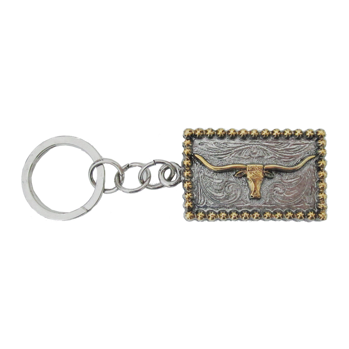 Longhorn with Bead Edge Keychain